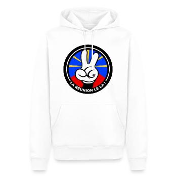 974 Cartoon La Réunion lé la - Sweat à capuche Premium bio Homme - blanc - Devant - Nico (187cm)