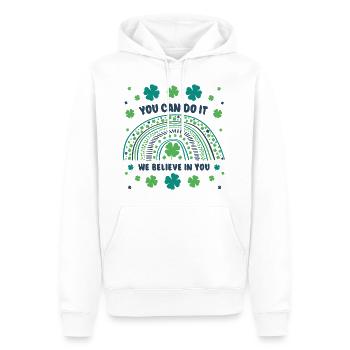 Tu peux le faire! Nous croyons en vous ! Porte-bonheur - Sweat à capuche Premium bio Homme - blanc - Devant - Nico (187cm)