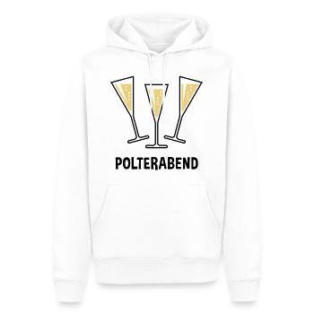 Polterabend (JGA / Sektgläser / Trichter Zu / 2C) - Männer Premium Bio Hoodie - Weiß - Vorne - Nico (187cm)