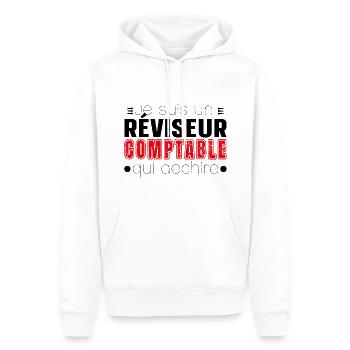 Réviseur Comptable Comptabilité Cadeau Homme - Sweat à capuche Premium bio Homme - blanc - Devant - Nico (187cm)