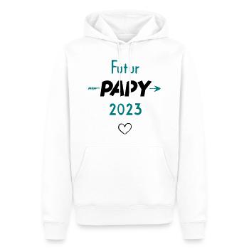 Futur papy 2023 - Sweat à capuche Premium bio Homme - blanc - Devant - Nico (187cm)