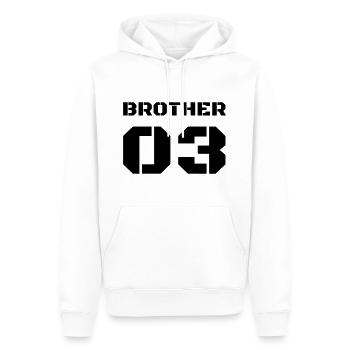 Frère 3 - Frère 03 - Sweat à capuche Premium bio Homme - blanc - Devant - Nico (187cm)