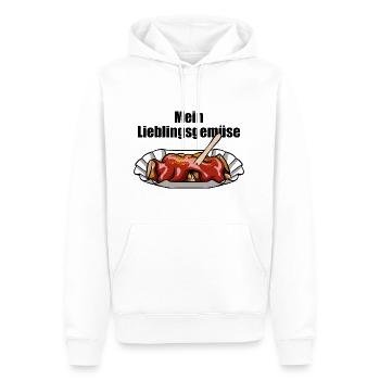 Currywurst - Mein Lieblingsgemüse - Fast Food - Männer Premium Bio Hoodie - Weiß - Vorne - Nico (187cm)
