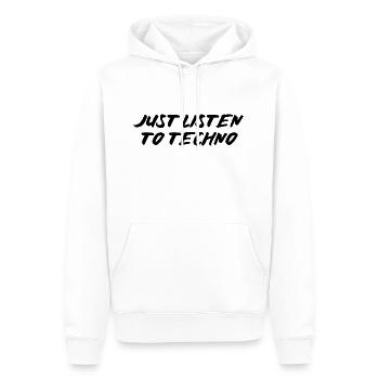 Il suffit d’écouter de la techno - Sweat à capuche Premium bio Homme - blanc - Devant - Nico (187cm)