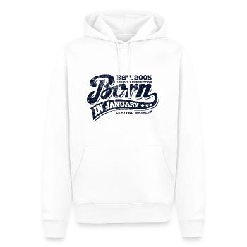 Born in January 2005 - Geburtstag - Geschenk - Männer Premium Bio Hoodie - Weiß - Vorne - Nico (187cm)