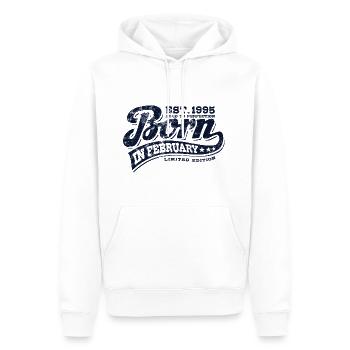 Born in February 1995 - Geburtstag - Geschenk - Männer Premium Bio Hoodie - Weiß - Vorne - Nico (187cm)