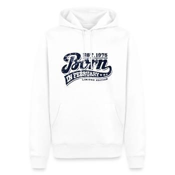 Born in February 1975 - Geburtstag - Geschenk - Männer Premium Bio Hoodie - Weiß - Vorne - Nico (187cm)