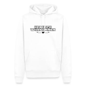 Herzlich Willkommen Herz Liebe - Männer Premium Bio Hoodie - Weiß - Vorne - Nico (187cm)
