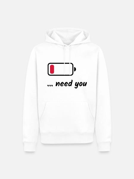 Low Battery Need You - Men’s Premium Organic Hoodie - white