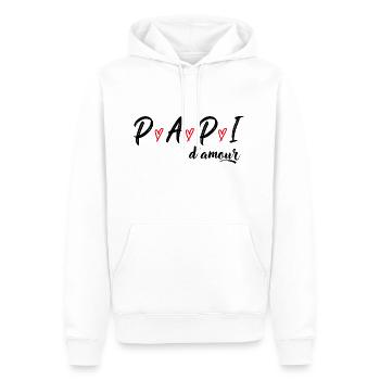 Papi d'amour Cadeau papi fête grand père original - Sweat à capuche Premium bio Homme - blanc - Devant - Nico (187cm)