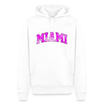 Miami-Logo: College-Design mit tropischem Flair - Männer Premium Bio Hoodie - Weiß - Vorne - Nico (187cm)