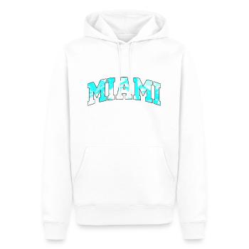 Miami-Logo: College-Design mit tropischem Flair - Männer Premium Bio Hoodie - Weiß - Vorne - Nico (187cm)