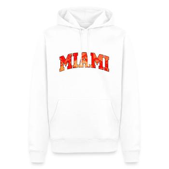Miami-Logo: College-Design mit tropischem Flair - Männer Premium Bio Hoodie - Weiß - Vorne - Nico (187cm)