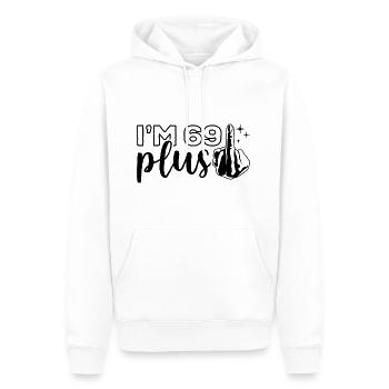 J’ai 69 ans plus 1, majeur 70e anniversaire - Sweat à capuche Premium bio Homme - blanc - Devant - Nico (187cm)