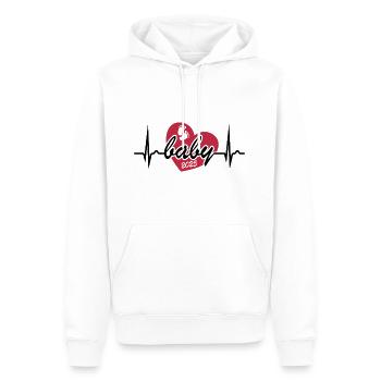 EKG Kurve - Herzkurve - Baby 2025 - schwanger - Männer Premium Bio Hoodie - Weiß - Vorne - Nico (187cm)