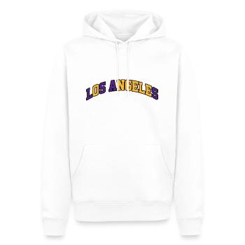 Los Angeles Logo: College-Design-Farben - Männer Premium Bio Hoodie - Weiß - Vorne - Nico (187cm)