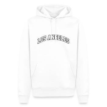 Logo Los Angeles : Design collégial californien - Sweat à capuche Premium bio Homme - blanc - Devant - Nico (187cm)