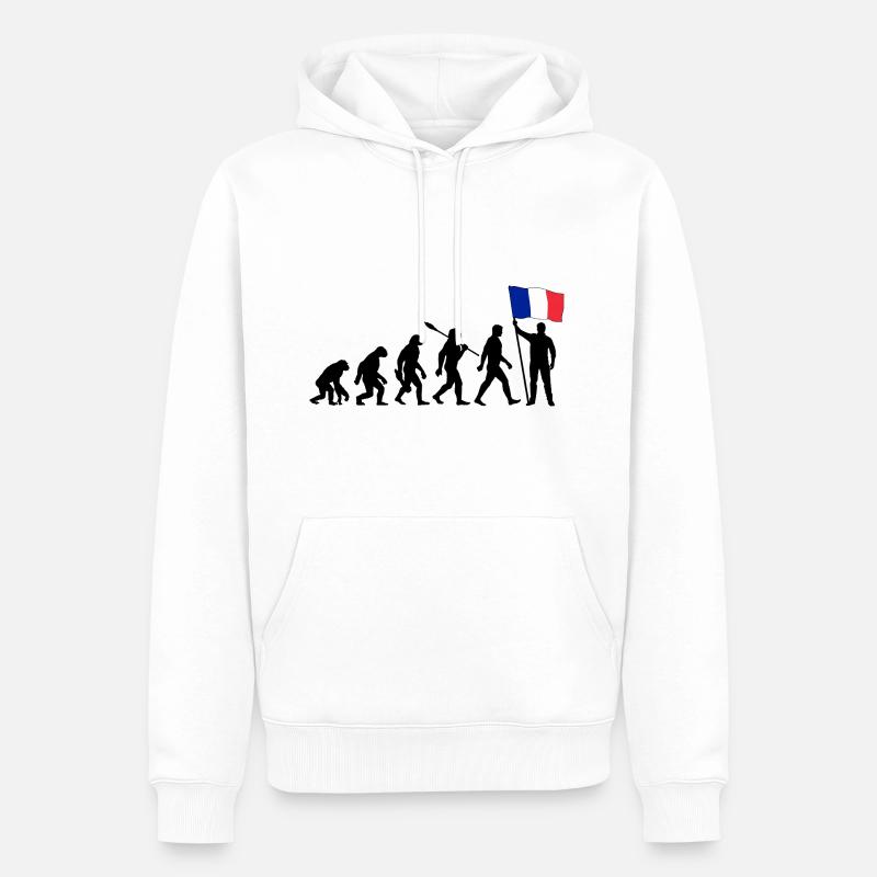 Frankreich - Evolution - Flagge - Nation - Männer Premium Bio Hoodie - Weiß