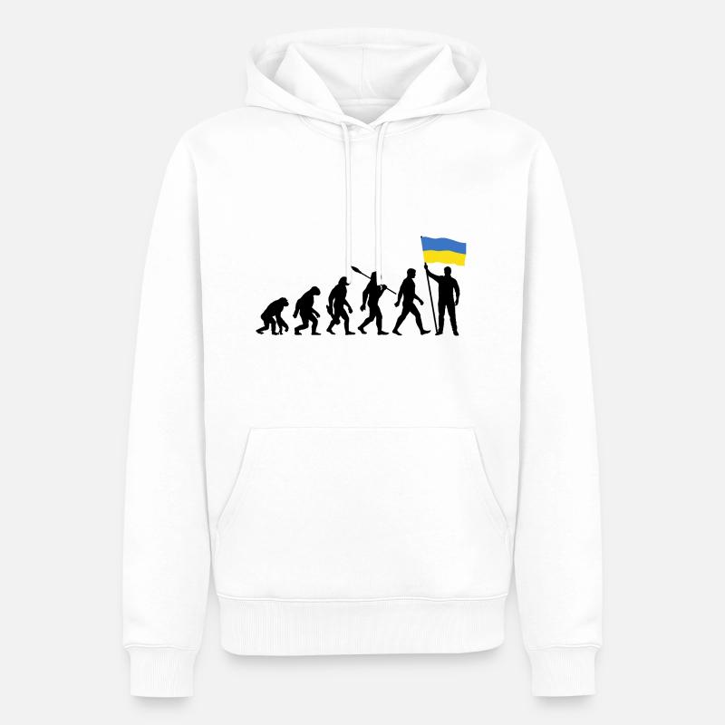 Ukraine - Evolution - Flagge - Nation - Männer Premium Bio Hoodie - Weiß