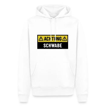 Achtung Schwabe - Regionaler Spruch - schwäbisch - Männer Premium Bio Hoodie - Weiß - Vorne - Nico (187cm)