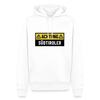 Achtung Südtiroler - Regionaler Spruch - Männer Premium Bio Hoodie - Weiß - Vorne - Nico (187cm)