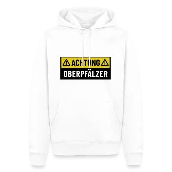 Achtung Oberpfälzer - Regionaler Spruch - Männer Premium Bio Hoodie - Weiß - Vorne - Nico (187cm)