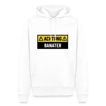 Achtung Banater - Regionaler Spruch - Männer Premium Bio Hoodie - Weiß - Vorne - Nico (187cm)