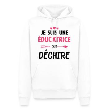 Je Suis Une Éducatrice Qui Déchire - Sweat à capuche Premium bio Homme - blanc - Devant - Nico (187cm)