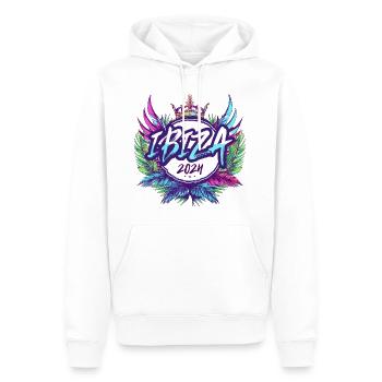 Ibiza 2024 Bunt - Männer Premium Bio Hoodie - Weiß - Vorne - Nico (187cm)