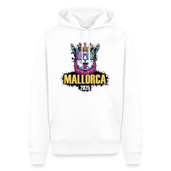 Majorque 2025 Vacances de fête de l’alpaga - Sweat à capuche Premium bio Homme - blanc - Devant - Nico (187cm)