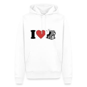 I Love Chaise de plage - Coeur - Hobby - Sweat à capuche Premium bio Homme - blanc - Devant - Nico (187cm)