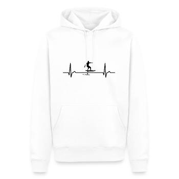 Foil Surfer - Surfeur - Courbe du Cœur - Pouls - ECG - Sweat à capuche Premium bio Homme - blanc - Devant - Nico (187cm)