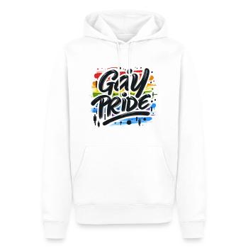 Gay Pride - LGBTQIA+ - LGBT - Sweat à capuche Premium bio Homme - blanc - Devant - Nico (187cm)