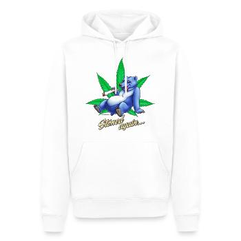 Saufen Kiffen Design stoned Bear - Männer Premium Bio Hoodie - Weiß - Vorne - Nico (187cm)