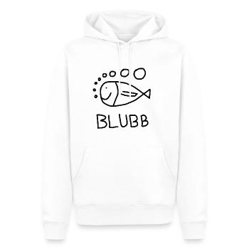 BLUBB FUNNY FISH ANGLER FISHERMAN SAILOR - Men’s Premium Organic Hoodie - white - Front - Nico (187cm)