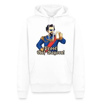 Prost II - Koenig Ludwig mit Bier - RAHMENLOS - Männer Premium Bio Hoodie - Weiß - Vorne - Nico (187cm)