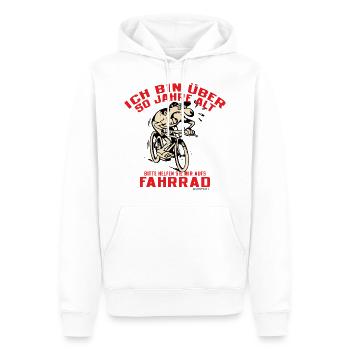 Ich bin über 50 Jahre alt helft mir aufs Fahrrad - Männer Premium Bio Hoodie - Weiß - Vorne - Nico (187cm)