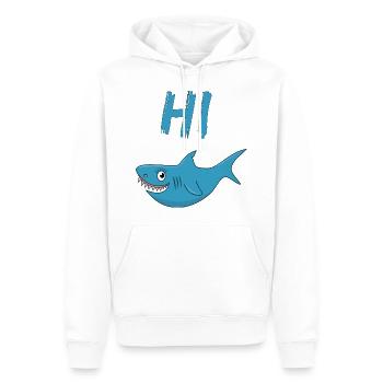 Hai, Hi, Haifisch, Hallo, cooles T-Shirt Geschenk - Männer Premium Bio Hoodie - Weiß - Vorne - Nico (187cm)