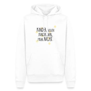 Kinder sollen Kinder sein Geschenk Idee - Männer Premium Bio Hoodie - Weiß - Vorne - Nico (187cm)