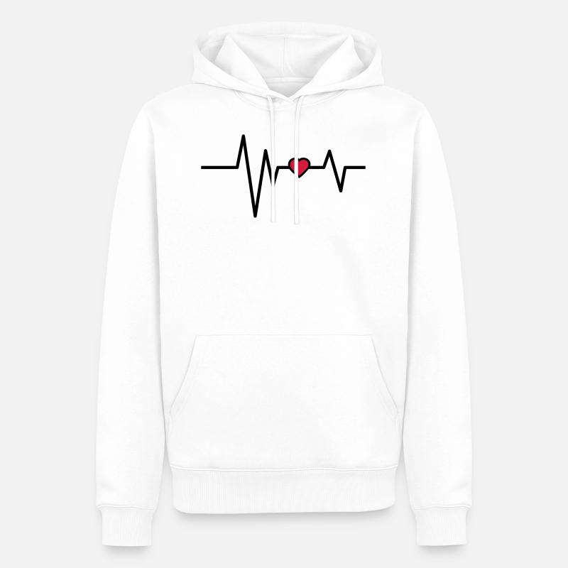 Pulsation cardiaque - Sweat à capuche Premium bio Homme - blanc