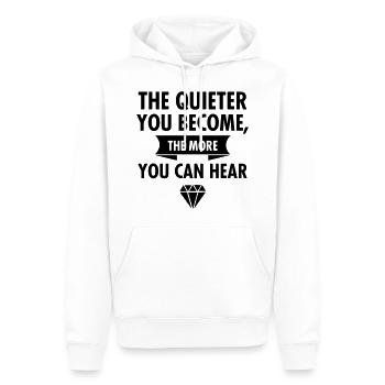 The Quieter You Become The More You Hear - Sweat à capuche Premium bio Homme - blanc - Devant - Nico (187cm)