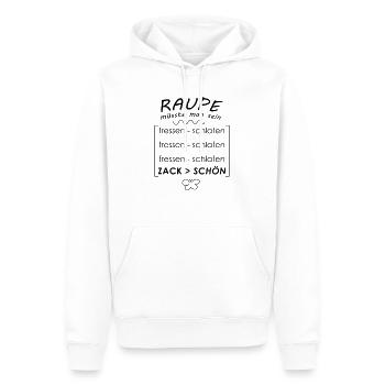 Raupe muesste man sein - Männer Premium Bio Hoodie - Weiß - Vorne - Nico (187cm)