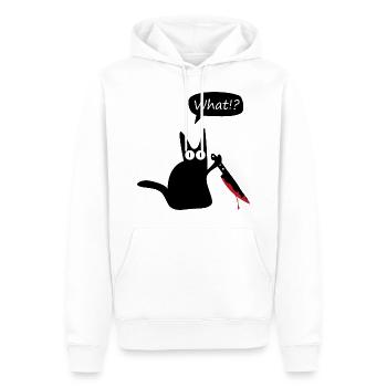 chat couteau sang Halloween what - Sweat à capuche Premium bio Homme - blanc - Devant - Nico (187cm)