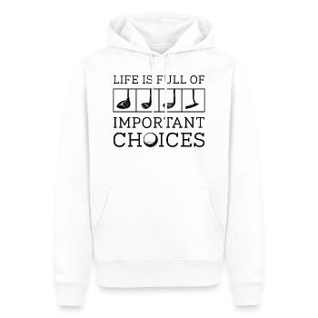 La vie est pleine de choix importants - Sweat à capuche Premium bio Homme - blanc - Devant - Nico (187cm)