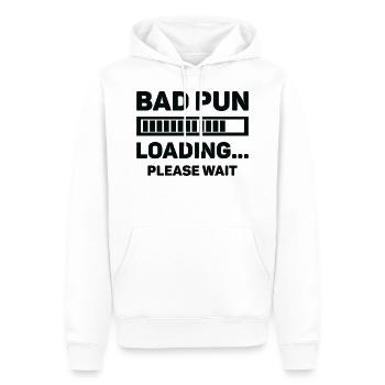 Bad Pun Loading ... Veuillez patienter - Sweat à capuche Premium bio Homme - blanc - Devant - Nico (187cm)