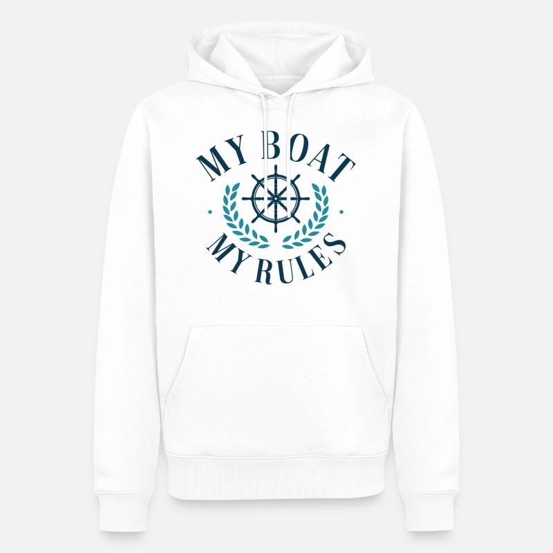 Mon bateau Mes règles - Sweat à capuche Premium bio Homme - blanc