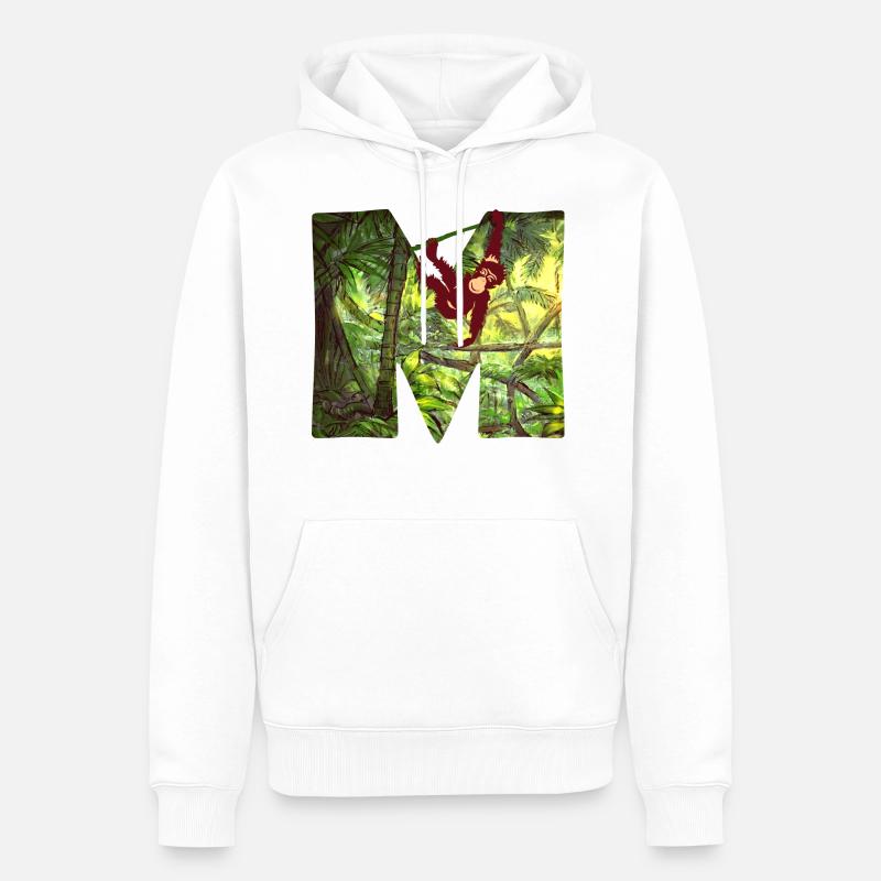 jungle avec affe m - Sweat à capuche Premium bio Homme - blanc