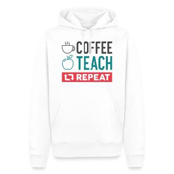 Kaffee-Teach-Wiederholung - Männer Premium Bio Hoodie - Weiß - Vorne - Nico (187cm)