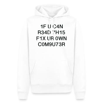 Wenn Sie dies lesen können, reparieren Sie Ihren eigenen Computer - Männer Premium Bio Hoodie - Weiß - Vorne - Nico (187cm)