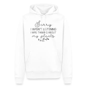 Je pensais à mes plantes - Sweat à capuche Premium bio Homme - blanc - Devant - Nico (187cm)